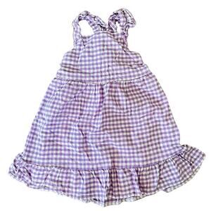 Cat & Jack Sleeveless Cross Back Dress Checkered Lilac and White XS